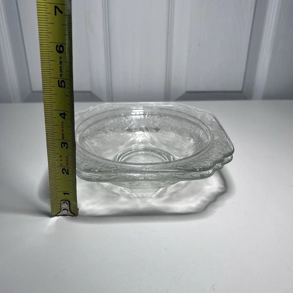 2-Vtg Indiana Glass Recollection Madrid Depression Clear Square‎ Bowls Madrid 7
